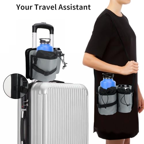 Image of Luggage Cup Sleeve Adjustable Divider for Bottles Carry on Case Fits Suitcase Handles Gifts for Flight Attendants Travelers Accessories Gray