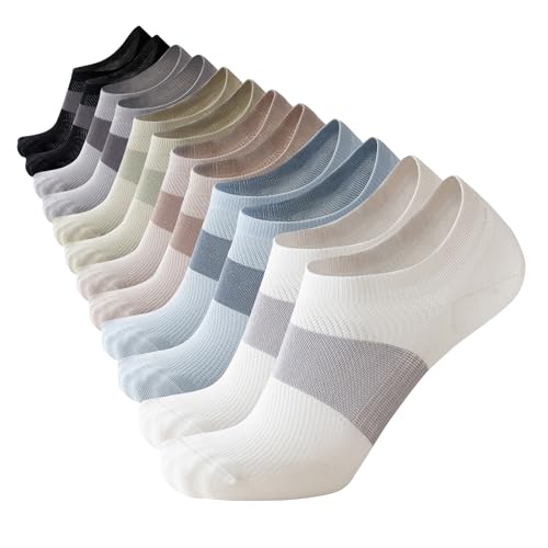 Mottee&Zconia Men's Low Cut Ankle Socks Comfy Mesh Top Anti Skid Cotton Little Tab at Back Socks 6 Pack (8-11)
