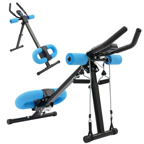 BRRIDE Entrenador abdominal para el hogar, máquina abdominal plegable, dispositivo de entrenamiento multifuncional para entrenamiento de cuerpo completo con monitor LCD, equipo de gimnasio en casa