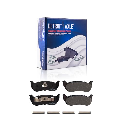 Image of Detroit Axle - Rear Brake Kit for 2003 Jeep TJ Wrangler | Drilled and Slotted Brake Rotors Ceramic Brake Pads Replacement