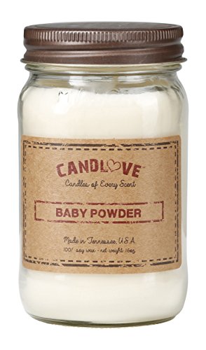 Candlove Baby Powder Scented 16oz Mason Jar Candle 100% Soy Made in The USA