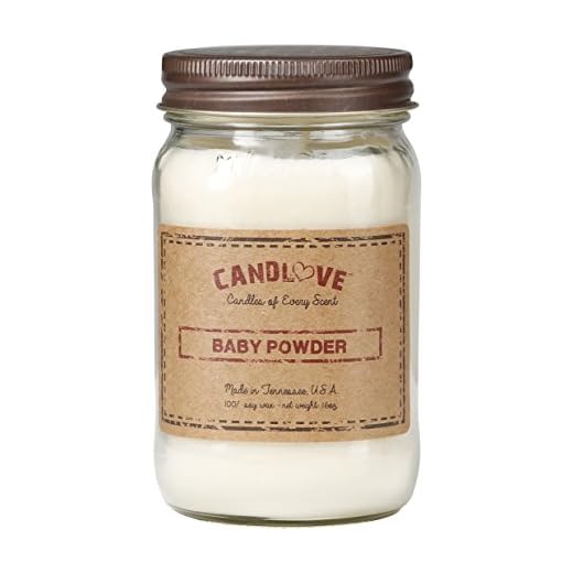 Candlove Baby Powder Scented Candle - Non-Toxic 100% Soy Candle - Handmade & Hand Poured Long Burning Candle - Highly Scented All Natural Clean Burning Candle (16 OZ Mason Jar) Made in The USA