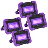 Rechargeable Black Light, Battery Powered Blacklight, Cordless 395nm UV Black Light for Neon Glow Party,Glow in The Dark, Aquarium, Body Paint, Fluorescent Poster, Halloween Party, 4 Packs