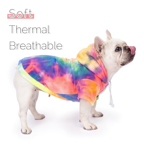 Dog Hoodie Tie Dye Dog Sweatshirt Chic Winter Clothes Ultra-Soft Warm Sweaters for Small Medium Dogs Fashion Pet Clothes for Dogs (Multicolor, M (Back: 12.99",Chest: 17.71", Neck: 14.96")) - Image 3