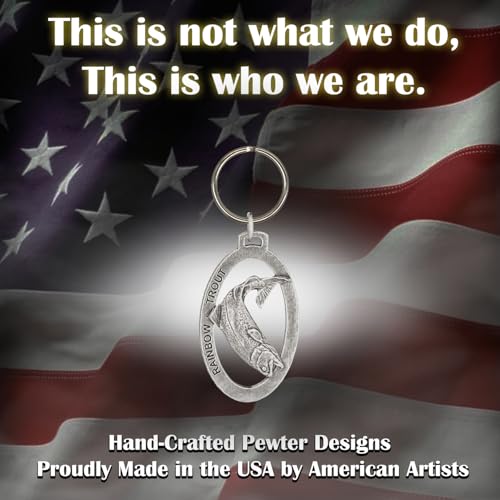 Rainbow Trout Keychain, Pewter, F003KC, 2”, 100% Handmade in the USA, Metal Keychain, Fish Keychain, Keys, Key Ring, Key Fob, Key, Key Chain, Fishing Gift, Over 200 Fish Designs Available.4