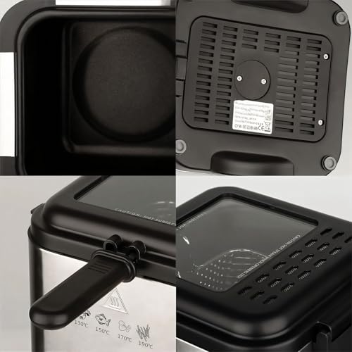 Friteuse électrique 2.5L anti-éclaboussures avec thermostat pour friture propre