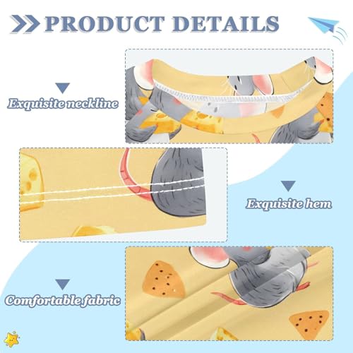 ALAZA Kids Rash Guard Girls Boys Toddler Swim Shirts Short Sleeve Mouse Cheese UPF 50+ 3T3