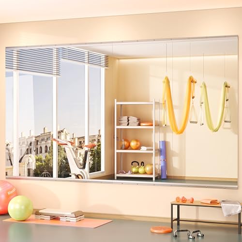 Hasipu Home Gym Mirror 48" L x 24" W - 4PCS Large Full Body Mirror for Yoga
