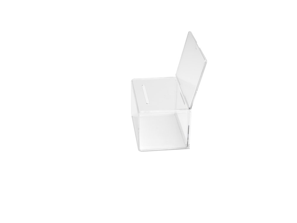Deflecto Classicimage Suggestion Box Clear - Ideal for Business Cards, Raffle, Coins, Tips & Charity Donations Collection - With Stackable Sign Holder