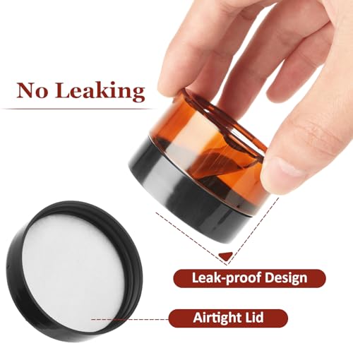 100 Pack 1oz Amber Plastic Jars with Lids, Round Cosmetic Jars Refillable Makeup Containers for Cream, Lotion, Powder, ointment, Beauty Products etc4