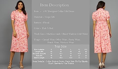 Image of Ravaiyaa - Attitude is everything Womens Soft Crepe Silk Casual Dress Summer Floral Printed Dress Ladies Tank Midi Sundress