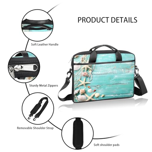 Bolsa para laptop con diseño de conchas y estrella de mar 15 pulg miniatura 4