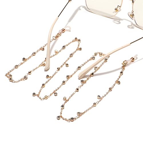 MVNOIRE Fashion Glasses Rope Transparent Rhinestones Handmade Mask Chain Metal