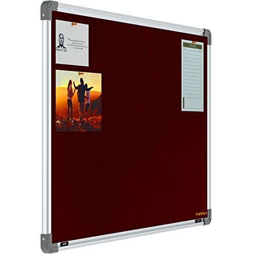 Image of Scholar Art Metis 2x3 Feet Fabric Pin-up Board for Wall & Study Table | High Strength Velvet Cloth + High Density Soft Board for Pinning Photos, Sticky Notes & Reminders (Maroon)