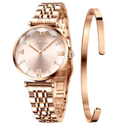 CIVO Montre Femme Acier Inoxydable Bracelets de Set Etanche Luxe Analogique Quartz Mode Décontractée Cadeaux