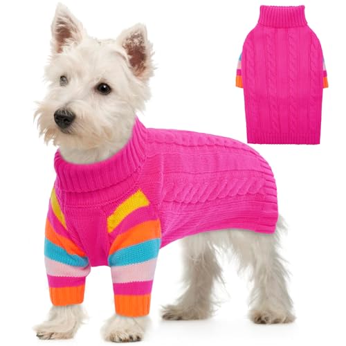 Image of Small Dog Sweater, Turtleneck Pullover with Sleeves, S