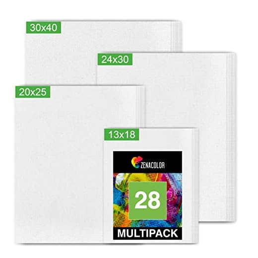 Set de 28 Canvas Telas - Lienzos para Pintar de Varios Tamaños - 13x18, 20x25, 24x30, 30x40 - Algodón sin Ácidos - Todos los tipos de Pintura sobre Lienzos