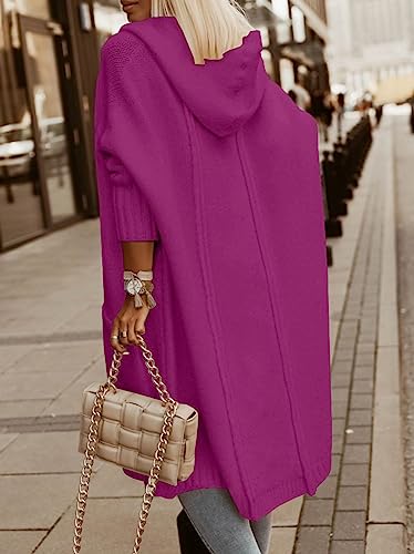 Image of Aoysky Womens Long Cardigans Cable Knitted Open Front Oversized Hooded Outerwear Sweater Coat