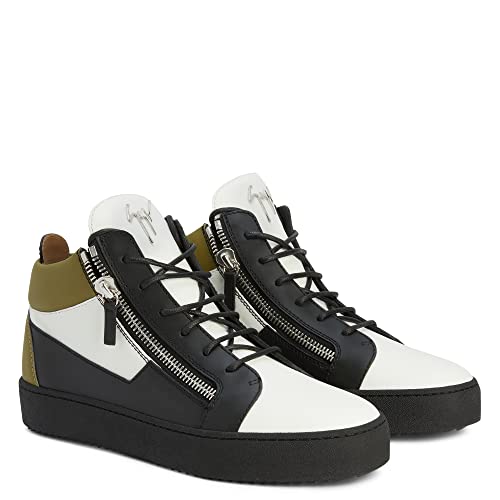 Kriss Olive-Green Leather Details Mid-Top Sneakers4