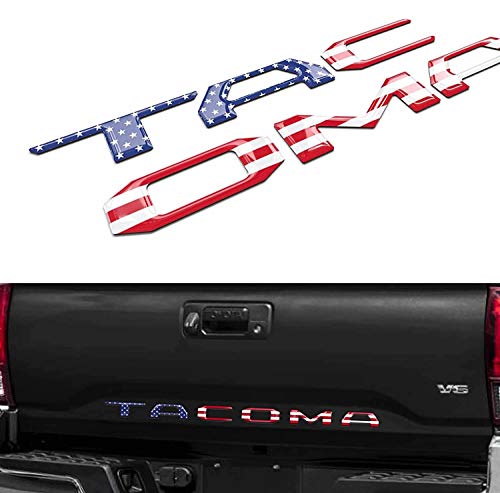 Tailgate Insert Letters 3D Raised & Strong Adhesive Decals Letters, Tailgate Emblems Inserts Letters (American Flag)