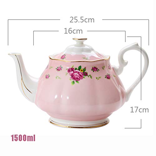 Tea-Set-for-Adults-Coffee-Cups-and-Saucers-Bone-China-Coffee-Cup-Set-Pink-Old-Country-Roses-Teapot-with-Spoon-Holder-for-Afternoon-TeaB-B
