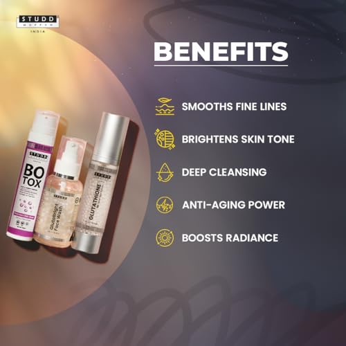 Image of Studd Muffyn | Time Reversal Trifecta Anti-Ageing Combo | Glutathione Facewash + Glutathione Serum + Day & Night Cream | Brightening, Smooth Skin & Radiance Care | Skincare Routine for Men & Women
