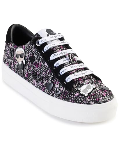 Image of Karl Lagerfeld Women's Cate Pins Tweed Lace up Sneaker