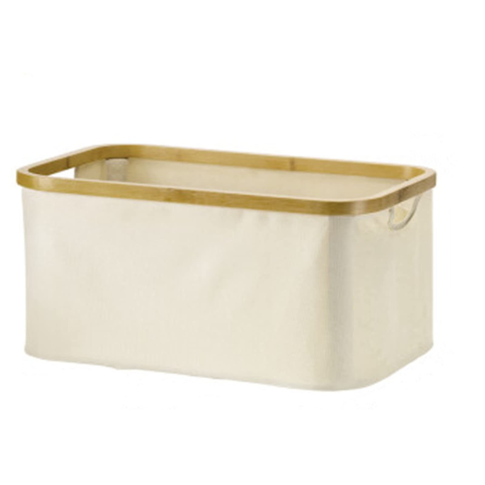 MRKU Basket Storage Box Kitchen Fabric,Cotton And Linen Fabric Wood Edge Portable Sundries Multi-purpose for Shelves