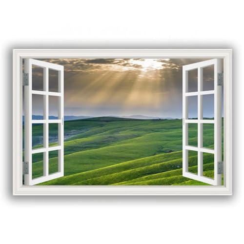 Tableau vue de fenetre montagne 3D 40x60cm pour salon