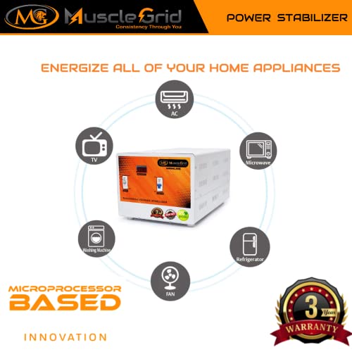 Image of MuscleGrid Double Phase 10KVA Heavy Duty Electricity Bill Reducer Mainline Voltage Stabilizer (Can be Used as Single Phase) 100v to 500v