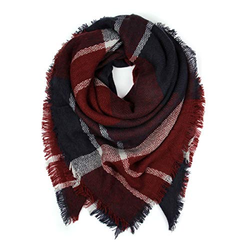 Women's Shawl Wrap Warm Scarf - Cozy Oblong/Plaid Blanket/Stripe Light Circle Infinity2