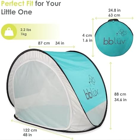 bblüv Sunkitö Pop Up Baby Play Tent and Canopy Sun Shelter with SPF 50 + Mosquito Net, Perfect for Infant at The Beach, Park, Camping or Playroom, Folds Flat for Easy Travel, Carry Bag Included - 2