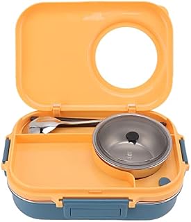 Leak Proof Bento Box with Portable Utensil, Lunch Box Thermal Food Container 4 Compartments Insulated Lunch Box with Soup Bowl for Kid Adult Work School, Microwave and Dishwasher