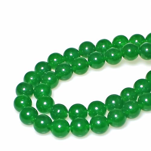 MJDCB Natural Green Jade Round Loose Beads for Jewelry Making DIY Bracelet Necklace (10mm) - Thumbnail 3