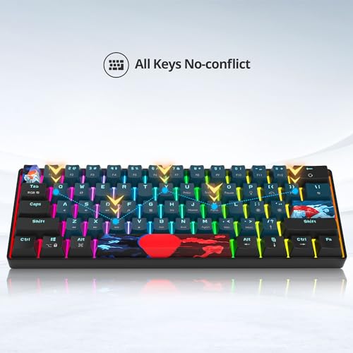 Image of Protable 60% Percent Gaming Keyboard Mechanical, Mini Compact RGB Backlit 61 Keys Wired Office Keyboard with red Switch for Mac /Win (61 Monster /Red Switch)