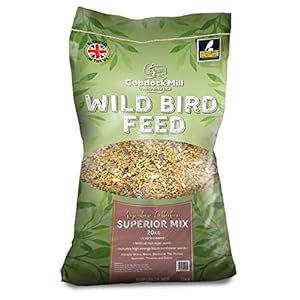 Copdock Mill Wild Bird Seed Superior Mix 20kg – All Year-Round Bird Seeds for Small Garden Birds – 100% Natural Nutritional Feed with Black Sunflower and Nyjer Seeds
