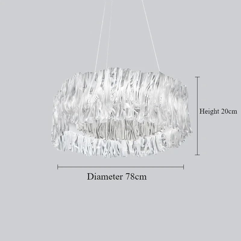 Lustre moderne plissé solution d'éclairage LED blanc froid pour salon