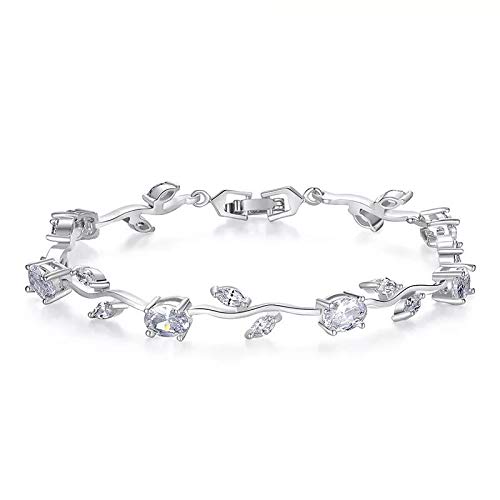 Valentine Gift By Shining Diva Crystal Bangle Silver Plated Bracelet for Women and Girls (Silver) (9961b)