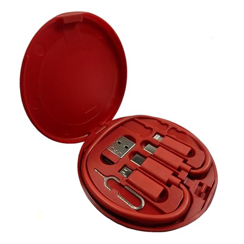 Image of ZALUJMUS Multifunctional Data Cable Storage Box Adaptor for USB-C and Micro-USB Devices Universal Data Transfer Cable (Red)