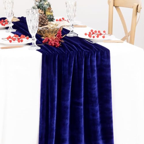 Image of MLMC Velvet Table Runner 10ft Luxury Velvet Fabric Elegant Table Decorations 20x120 Inches for Wedding Anniversary Romantic Dinner Holiday Kitchen and Dining Table Decor, 2 Pack, Royal Blue