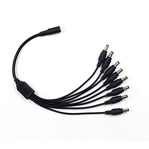 Bechol DC 1 Female to 8 Male 5.5mm x 2.1mm,Output Power Splitter Cable Y Adapter for CCTV Security Surveillance Camera Accessories Black