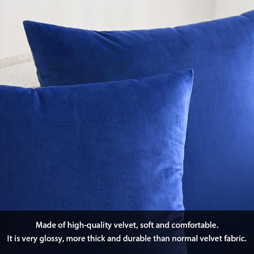 Image of MIULEE Velvet Throw Pillow Covers 20x20 Inch, Pack of 2 - Royal Blue, Soft Solid Decorative Pillow Covers Cushion Cases Modern Luxury Home Decor for Couch Sofa Bedroom Livingroom