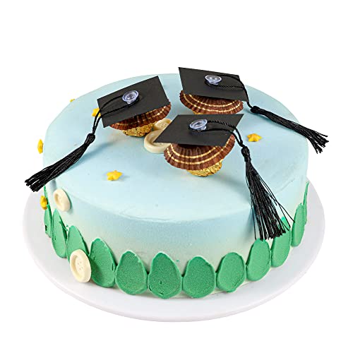 Gyufise 36Pcs Graduation Decorations 2024 Graduation Cap Cupcake Toppers Chocolate Decorations Mini Graduation Cap Decor with Tassel Adhesive Dots for Class of 2024 Congrats Grad Cap Black - Thumbnail 3