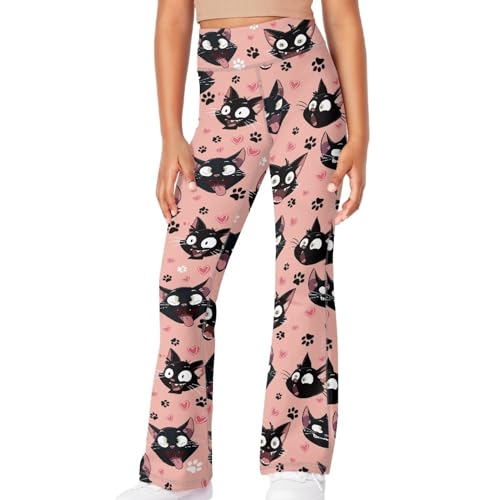 Image of Girls Leggings Floral Print High-Waisted Flared Pants 5-14 Years