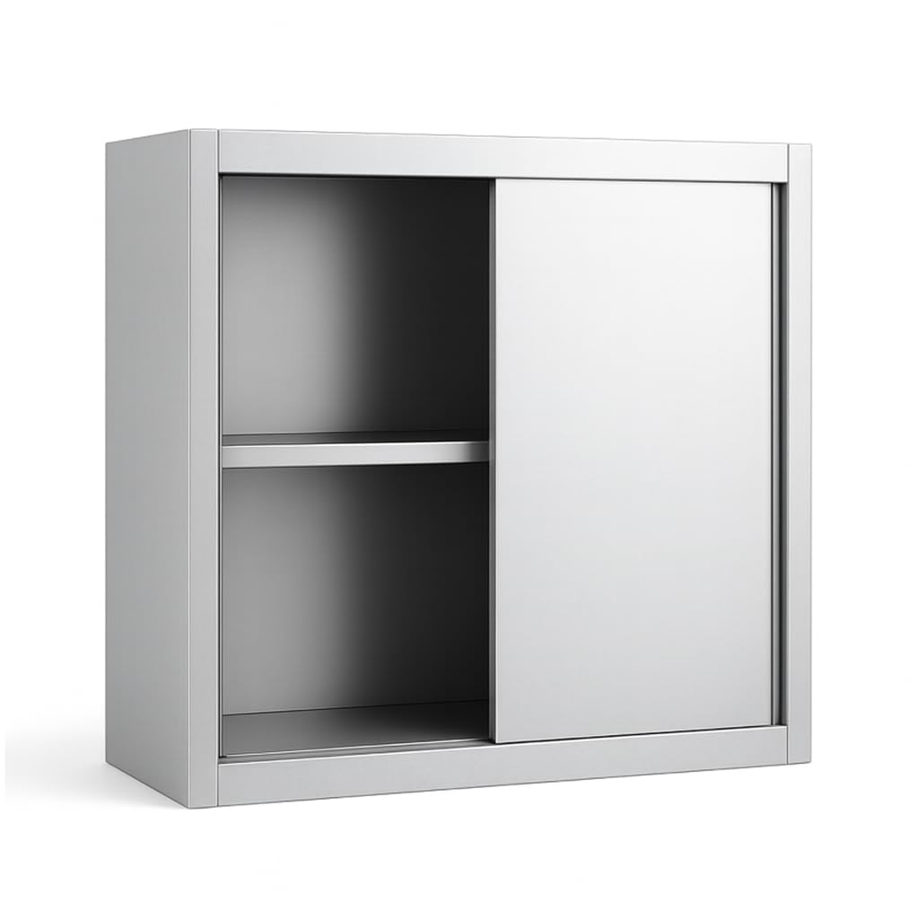 Générique Armadietto da parete in acciaio inox professionale – 600 x 400 x 600 mm – ante scorrevoli – struttura smontabile – finitura liscia facile da pulire