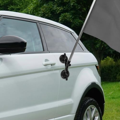 Soporte para poste de bandera en aleación de aluminio negro premium con ventosa Ciieeo 6