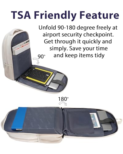 Image of MATEIN Extra Large Backpack for Women, 18 Inch TSA College Backpack with Multiple Compartments & Anti Theft Pocket, 50 L Fashion Work Computer Carryon for Business, Cream Beige