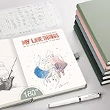 EMSHOI A5 Notebook Blank Journal - 120 GSM Hardcover Leather Sketch Book with Doodle Stencil, 160 Pages Unlined, Plain Art Sketchbook for Women Men Work School Drawing, 14.5 x 21cm - Light Green - Image 5