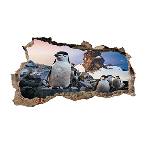 3D Wall Decor Stickers Penguin Wall Stickers 3D Smashed Wall Mural Decals Marine Life Wall Vinyl Art Family For Kids Bedroom Living Room Nursery Home Wall Décor 30 X 18 Inch #TOP14