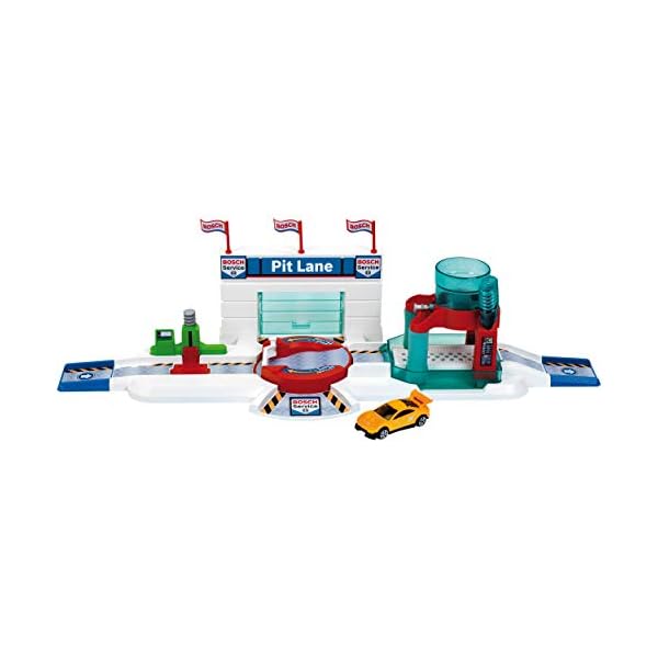 Theo Klein 2866 Bosch Car Service Pit Lane , with Lifting Platform, Car wash and much more , 1 Colour-changing vehicle…